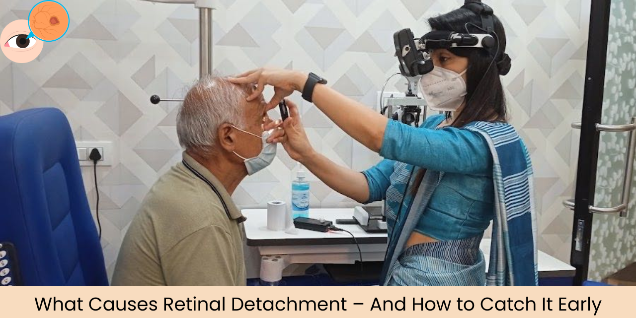 "Close-up of human eye showing signs of retina disease – early symptoms, diagnosis, and treatment by retina specialist"